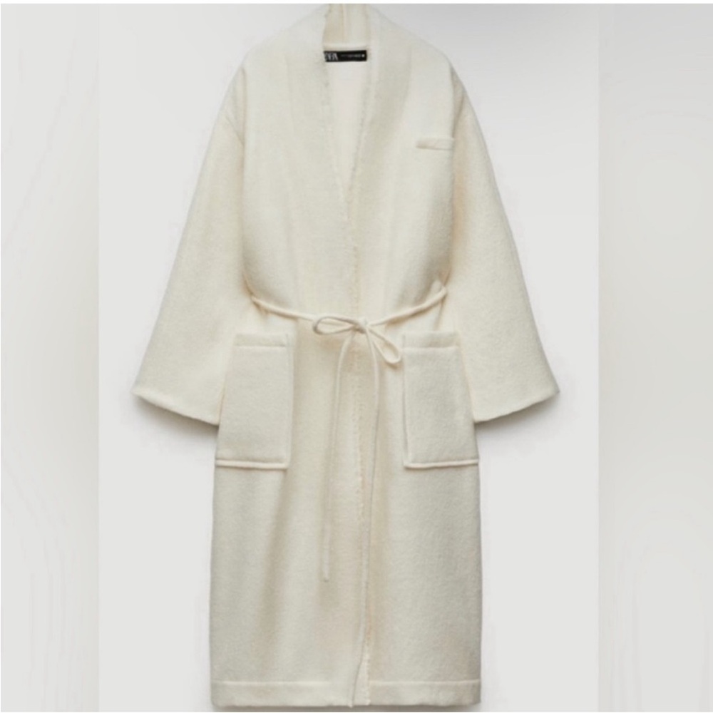Zara Off-White Belted Trench Coat